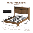 thumbnail image 5 of Queen Size Bed Frame with Storage Headboard,Built-in Charging Station,Wavy Curved Lines Design,Silent Operation,Metal Support,Walnut, 5 of 8