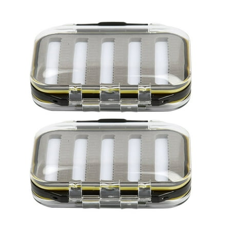 2pcs Fly Box Waterproof Slit High Density Double Sided Fly Fishing Tackle Box Transparent Fly Box Type A (Black