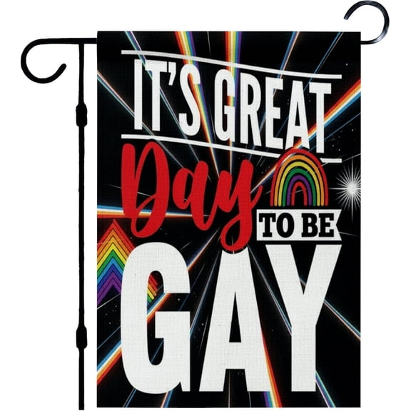 Rainbow Gay Pride Garden Flag 12x18 Inch Linen Seasonal Banner for Home Outdoor Yard Patio Lawn Decor