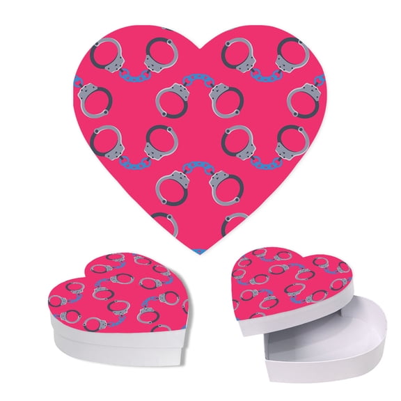 Koyal Wholesale Valentine's Day Heart Shaped Gift Box with Lid, Handcuffs Design, Reusable Heart Box, 8"x6", 1-Pack