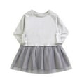 thumbnail image 2 of HOMADLES Little Girls Long Sleeved Dresses Bow Crewneck Loose Stretch Layering Mesh Dresses for Girls Fashion Clothing Dress Gray 6 Months, 2 of 3
