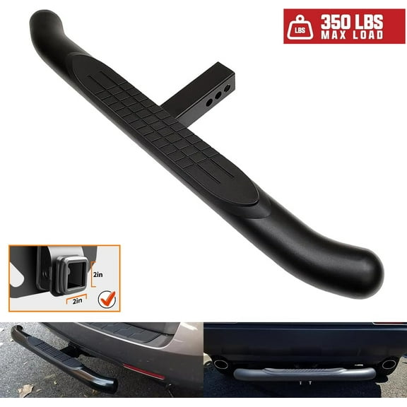 Black 36" Towing Hitch Trailer Tow Hitch Step Bar 3" Round Curved Rear Bumper Guard for 2" Receiver SUV Pickup Truck