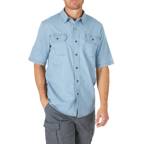 Wrangler Men’s Relaxed Fit Short Sleeve Woven Shirt - Walmart.com