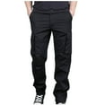 thumbnail image 1 of Mens Cargo Pants Spring/Summer Pants for Men Hook And Loop Fastener Fallow Elasticated Waist Lace-up Multi-pocket Strap Leg Cargo Sweatpants, 1 of 7