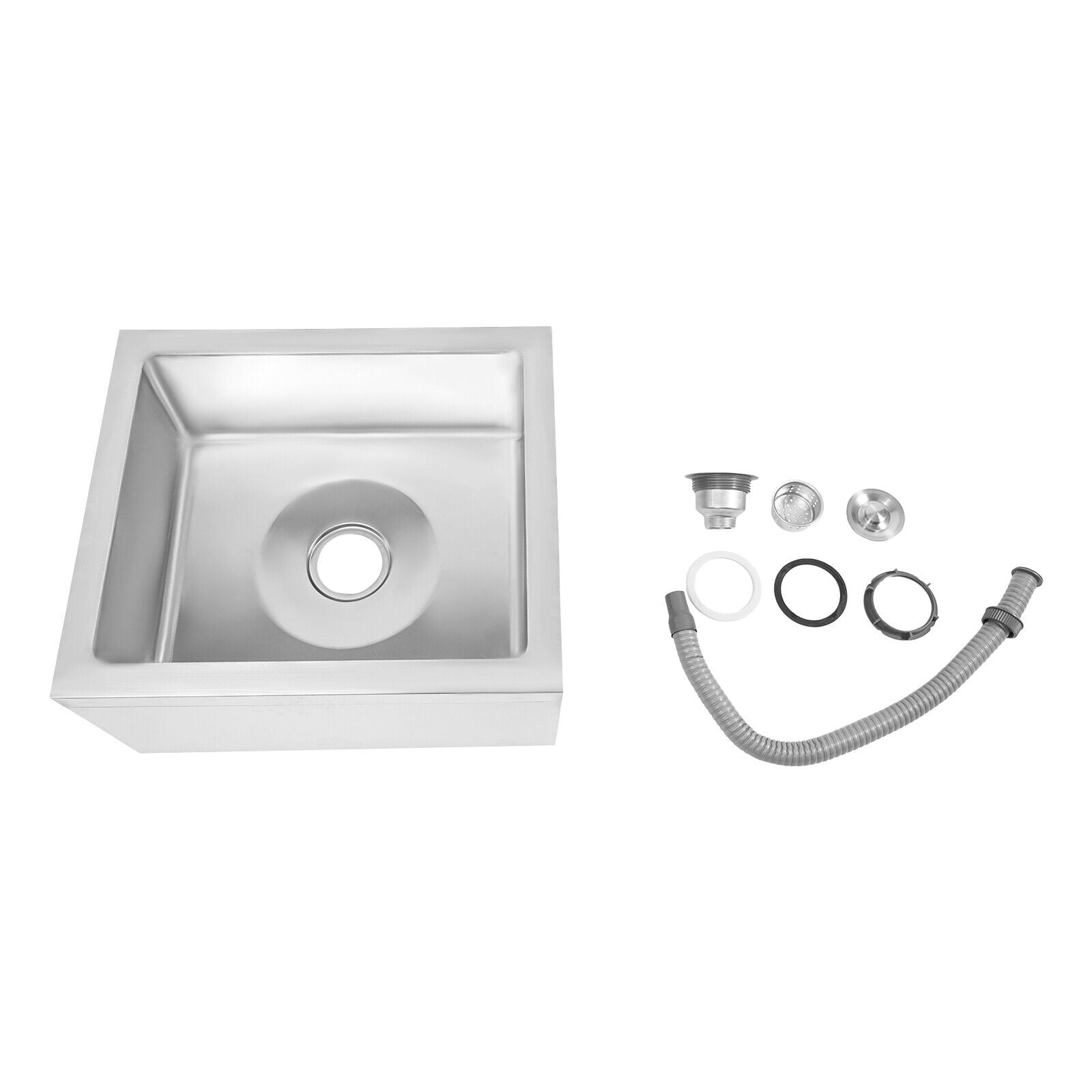 Miumaeov Commercial Sink Stainless Steel Floor Mount Mop Sink Kitchen Utility Sink Rectangular Service Sink 22*19*12in