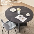 thumbnail image 3 of 5 Piece 47'' Round Dining Table Chairs Set for 4, Farmhouse Kitchen Table with 4 Scandi Mid Century Modern Dinning Room Chairs, Wood Dinner Table &Upholstered Fabric Chairs Set of 4, Gray, 3 of 8