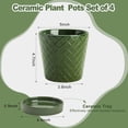 thumbnail image 2 of EFISPSS 5 inch Blackish Green Ceramic Plant Pots with Drainage Holes and Tray, 4-Pack Indoor Flower Pots for Herbs, Cactus, Home & Office Decor, 2 of 7