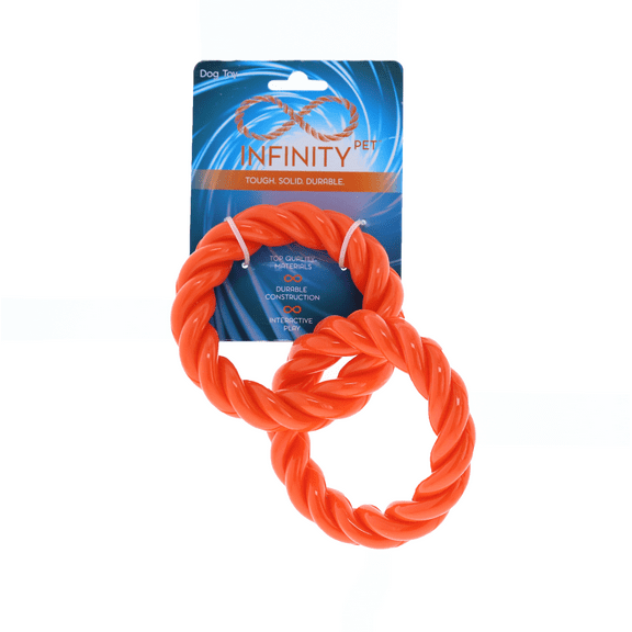 Infinity Pet TPR Chew and Tug Rope Toy, 2 Rings, Orange