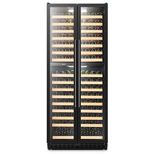 Lanbopro Black Dual Zone Wine Cooler French Doors 287 Bottle Capacity Walmart Com Walmart Com