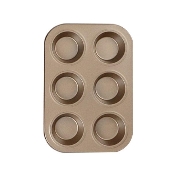 Inteprter Muffin Cup Cake Utensilios para hornear Cupcake Herramientas Antiadherente Molde de acero Egg Bandeja para hornear Muffin Cake Mold Herramientas y accesorios para hornear oro seis Inteprter HA001646-02