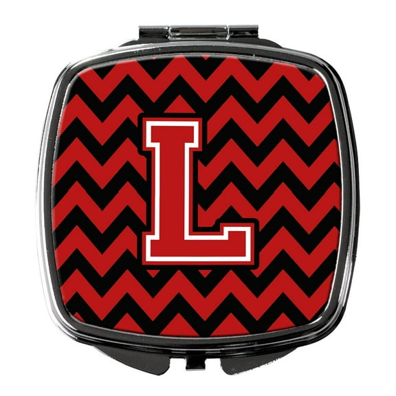 Letter L Chevron Black and Red Compact Mirror