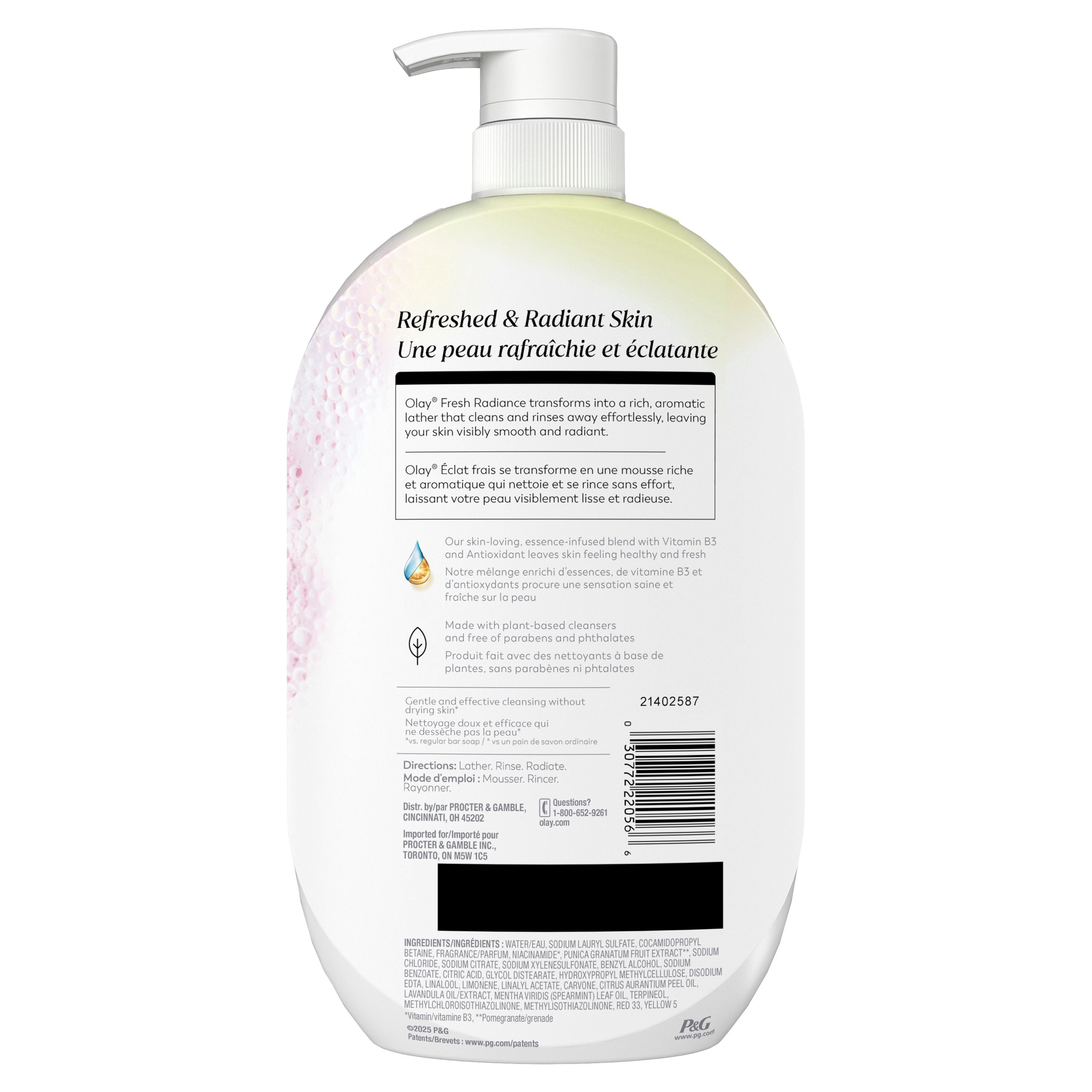 Olay Éclat Frais Nettoyant pour le Corps à l'Essence de Melon d'Eau et d'Agave, Vitamine B3 et Mélange d'Antioxydants