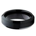 thumbnail image 2 of Silly Kings Jewelry 6mm Black Brushed Tungsten Carbide Wedding Ring Polished Beveled Edges Mens Womens Band (10), 2 of 3