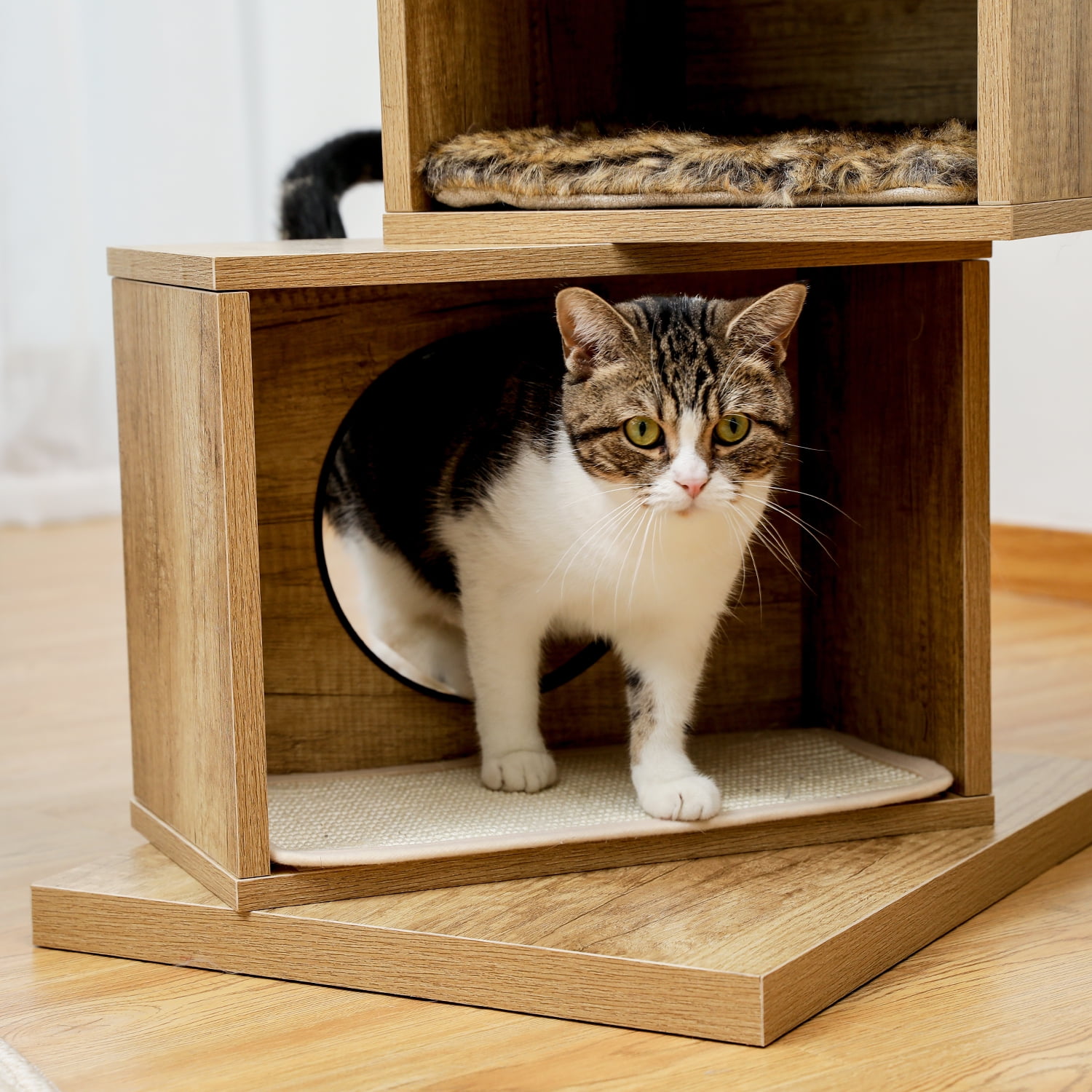 Pefilos 57" 4 Levels Platform Cat Tree House, Cat Condo for Large Cats with Fully Scratching Posts, Cat Tower for Indoor, Beige Pefilos 57" 4 Levels Platform Cat Tree House, Cat Condo for Large Cats with Fully Scratching Posts, Cat Tower for Indoor, Beige