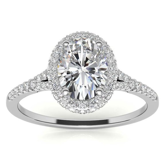 Timeless Elegance Oval Cut Moissanite and Double Halo Ring for Women