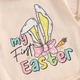 thumbnail image 6 of HNMKIU Girls Bodysuits for Kids Spring Outfit Jumpsuit Top Shirt Easter Bunny Short Sleeve Baby Children Romper Khaki,3-6 Months, 6 of 7