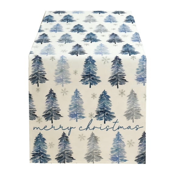 TanSiDing 1pcs Christmas Table Runner Holiday Dining Decor, Waterproof Polyester Tabletop Protection for Kitchen Party Celebration 33*183cm