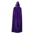 thumbnail image 4 of Zando Unisex Purple Cape Women Halloween Cloak with Hood Purple Hooded Cape Renaissance Cloak M, 4 of 6