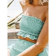 thumbnail image 3 of Traje de baño de bikini bandeau de 2 piezas para mujer con hombros descubiertos y cintura alta, 3 of 6