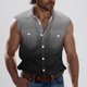 thumbnail image 1 of Camiseta sin mangas con cuello vuelto para hombre, estilo informal, a la moda, con estampado degradado, cuello vuelto, sin mangas, bolsillos, deportiva, de poliéster, 1 of 5