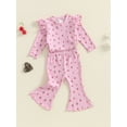 thumbnail image 3 of Suealasg Baby Girl 2Pcs Fall Outfits Ruffle Long Sleeve Cherry Print Tops + Flare Pants Set 6M 1T 2T 3T Toddler Girl Autumn Clothes, 3 of 8