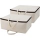 thumbnail image 1 of Bolsa de almacenamiento suave de lona 100 % algodón transpirable con asas, ideal para ropa de cama., 1 of 5