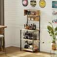 thumbnail image 2 of Bakers Rack with Power Outlet, 4-Tier Kitchen Storage Cart, Microwave Stand with 10 Hooks & Adjustable Shelves, Coffee Bar Station (Industrial Rustic), 2 of 8