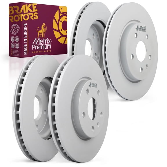 Metrix Premium Chassis Parts - 4 PCS Front/Rear Coated Vented Brake Rotor Kit Fits Chevrolet Malibu, Chevrolet Impala, Buick LaCrosse, Buick Regal, Replacement 580746FZN, 580771FZN, Made in Europe