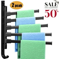 Haibin Swivel Towel Rack, Aluminium 5-Arm Towel Bar for Bathroom Swing Out 180° Rotation Hanger Holder Wall Mount 2Pcs