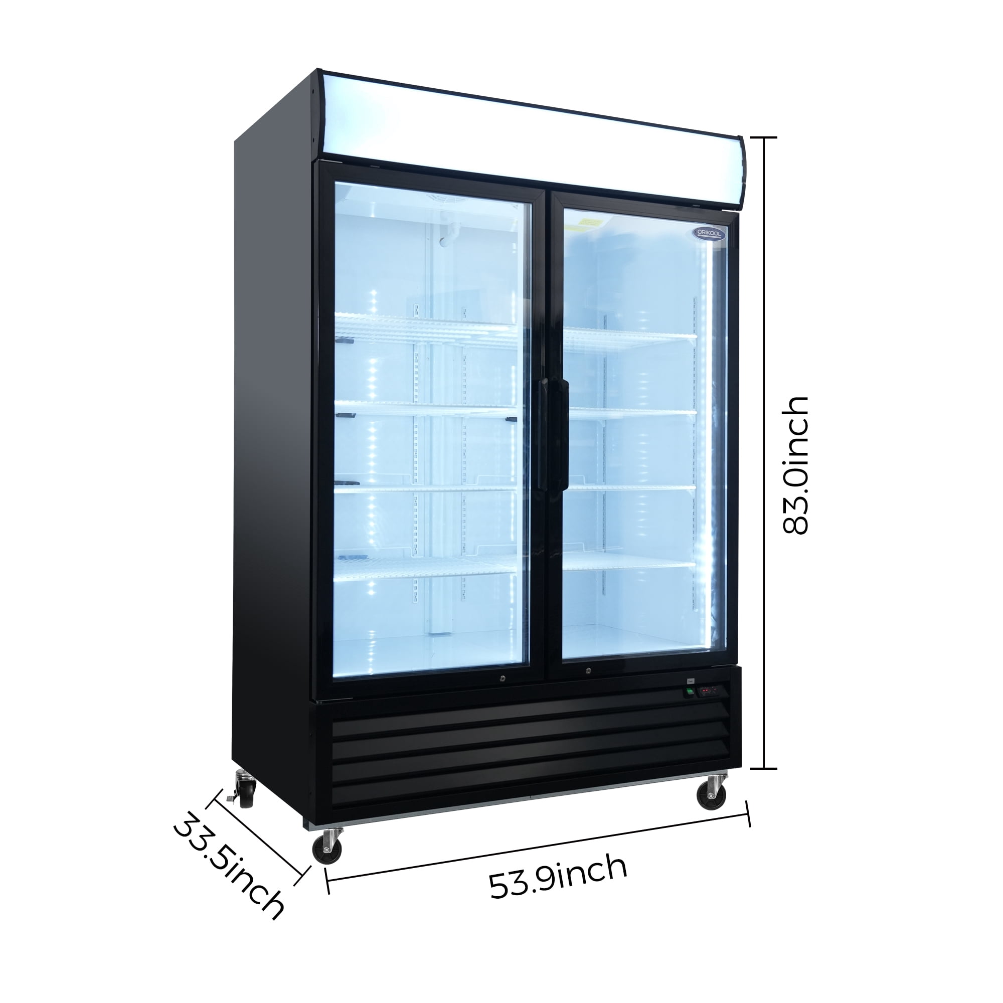 Danolapsi Glass Door Merchandiser Refrigerator 44.7 Cu.ft/19.3 Cu.ft/70 Cu.ft Swing Door Commercial Display Refrigerators Merchandising Refrigeration with LED Top Panel