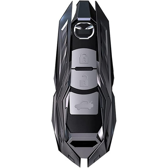 For Mazda Key Fob Cover, Key Fob Case for Mazda 3 5 6 /6 atenza 8 CX-3 5 7 9 MX-5 RX-8 Smart Remote Key Fob,Metal Mazada Key Cover With key Chain (Grey)