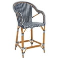 thumbnail image 3 of SAFAVIEH California Outdoor Patio Counter Stool w/ Arm, Navy/White, 3 of 11