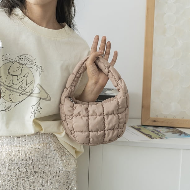 Bolsos de hombro acolchados para mujer Cloud Mini Bag Bolso Cross Bag Tote (Khaki)