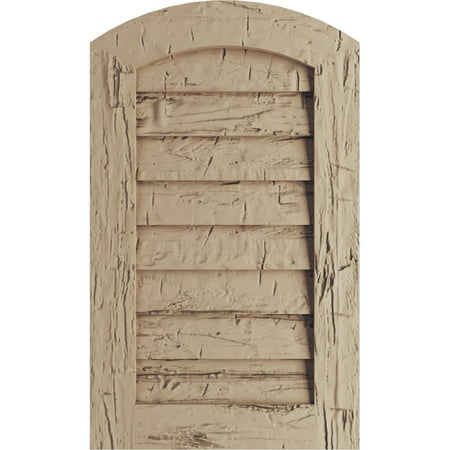 

Ekena Millwork 26 W x 42 H Timberthane Hand Hewn Arch Top Faux Wood Non-Functional Gable Vent Primed Tan