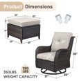 thumbnail image 7 of Unnifurnzi Outdoor Swivel Chairs-Patio Swivel Glider Chairs with Ottomans Outdoor Conversation Set for Deck Balcony Poolside Backyard-Brown/Beige, 7 of 7