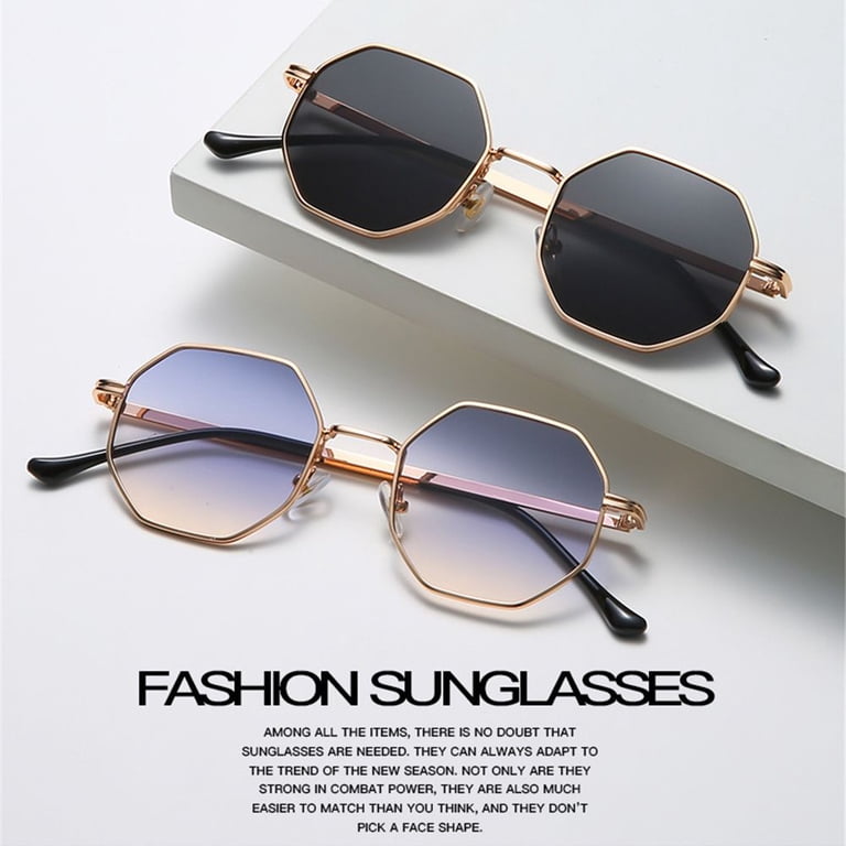 Retro Shades UV Protection Fashion Polygon Sun Glasses Metal  display picture 1