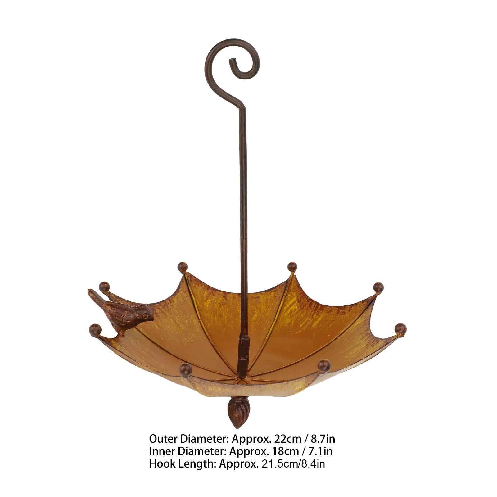 Yajisi Metal Iron Umbrella Bird Feeder, Hanging Wild Bird Feeding Station for Yard & Garden (24x23x10cm)