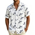 thumbnail image 2 of Yaoyar Men's Vibrant Hawaiian Print Short Sleeve Camp Collar Shirt Breathable Lightweight Summer Vacation Tee, 2 of 5
