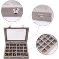 thumbnail image 3 of 24 Section Velvet Jewelry Box for Earrings - Gray - Transparent Jewelry Storage Box, 3 of 5