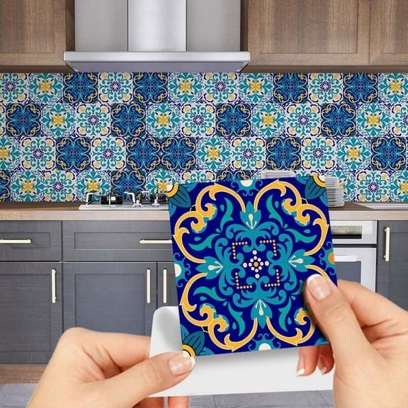 Tile Stickers Tiles Peel and Stick Waterproof 9Pcs Self-Adhesive Decorative Stickers,Sticker Decals for Kitchen Bathroom,Staircase,Home Decor