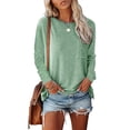 thumbnail image 3 of SAYFUT Womens Casual Blouse Crew Neck Long Sleeve Solid Comfy T Shirt Loose Pocket Tops,S-2XL, 3 of 3