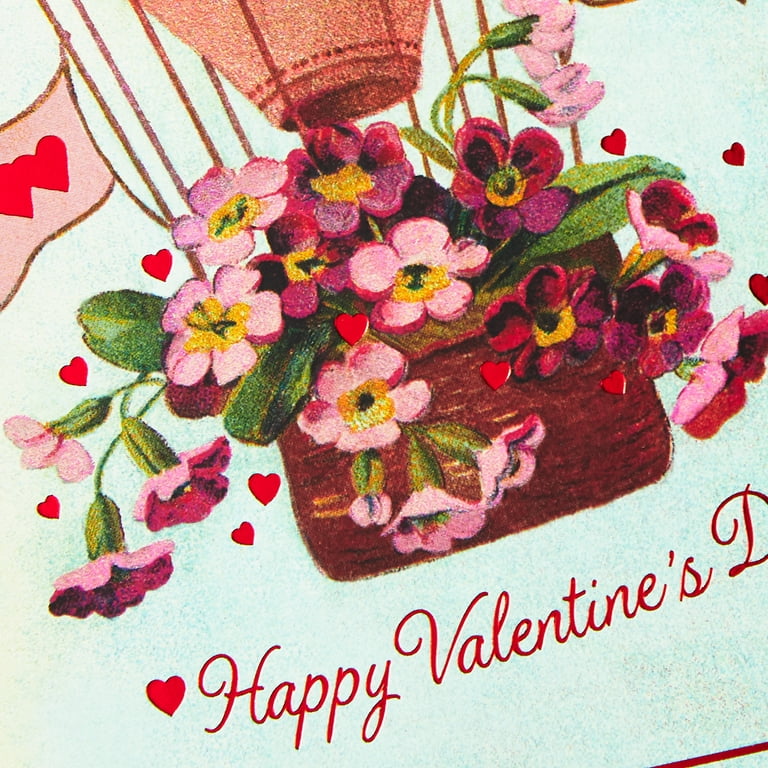 Hallmark Pack of Valentines Day Cards, Vintage Hot Air Balloon (10