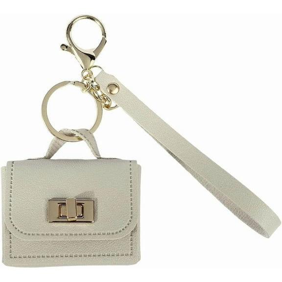 Mini Change Pouch Coin Purse Keychain Miniature PU Leather Handbag Key Ring Pendants Headset Bag Small Headphone Bag Keychain Charm Accessories