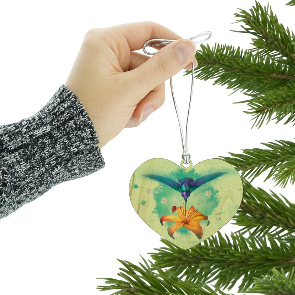 Details about   Hummingbird and Tiger Lily Flower Wood Christmas Tree Holiday Ornament