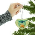 thumbnail image 3 of Hummingbird and Tiger Lily Flower Heart Love Wood Christmas Tree Holiday Ornament, 3 of 4