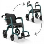 Rollz Motion 2-n-1, A Rollator Transport Chair - Lightweight, Small- Island Blue