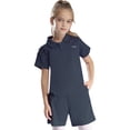 thumbnail image 5 of inlzdz Kids Girls Boys Active Shorts Set Golf Tennis 2 Piece Dry Fit Sport T-shirt with Shorts Set Navy Blue 160, 5 of 7