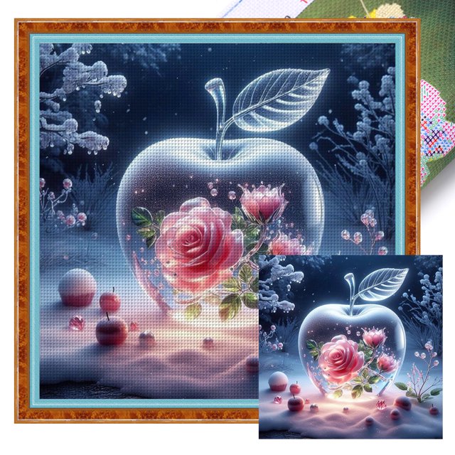 Hilo Algodón Ecológico Bordado Punto Cruz Manzana Cristal Con 11CT 40x40cm