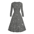 thumbnail image 4 of DGMIOCS Women's Sparkly Sequin Party Dress for Elegant Midi Length Off Shoulder Sleeveless Clubwear with Flowy Skirt Women's Casual Dress Grey XL, 4 of 5