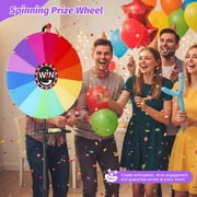 YTAKY Heavy Duty Prize Wheel, 24 Inch Prize Wheel Spinner with Stand,10 Color Slots,1Bracket,Dry Erase Kit - Wheel of Fortune Game for Carnival, Casino & Trade Show.